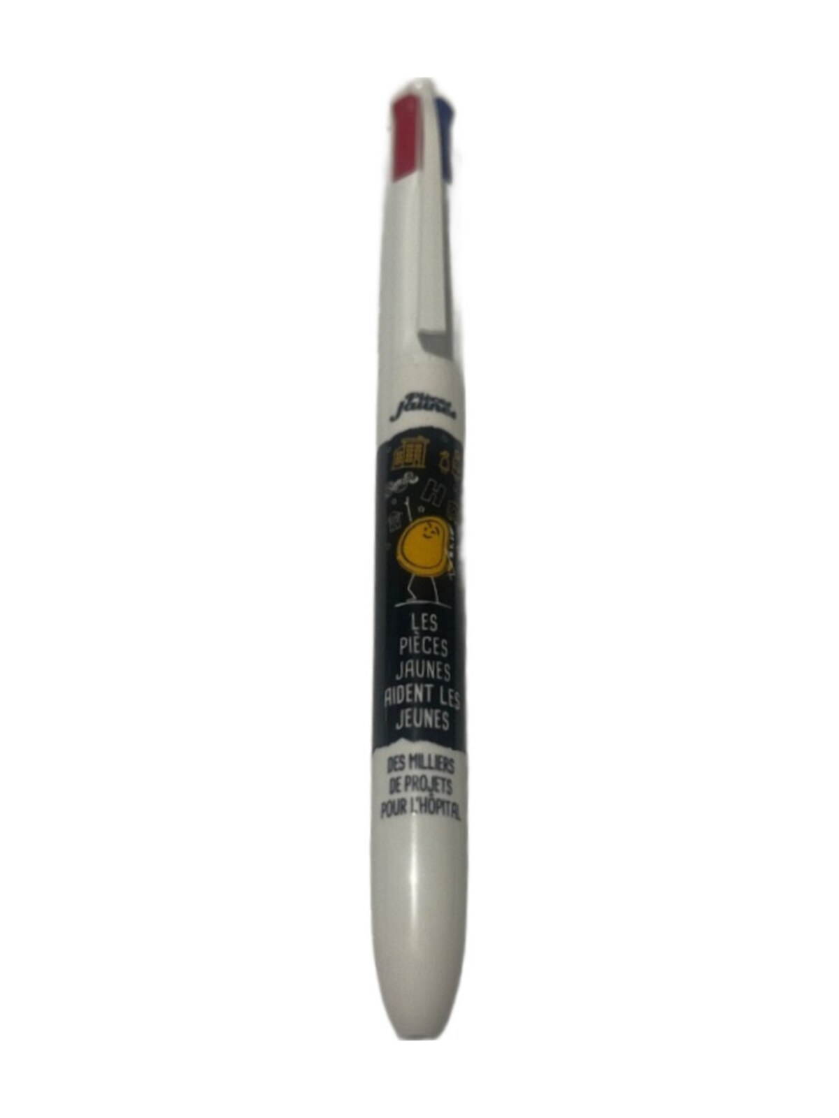 Stylo BIC 4 Couleurs Pièces Jaunes - Les Pièces Jaunes aident les jeunes (Blanc)