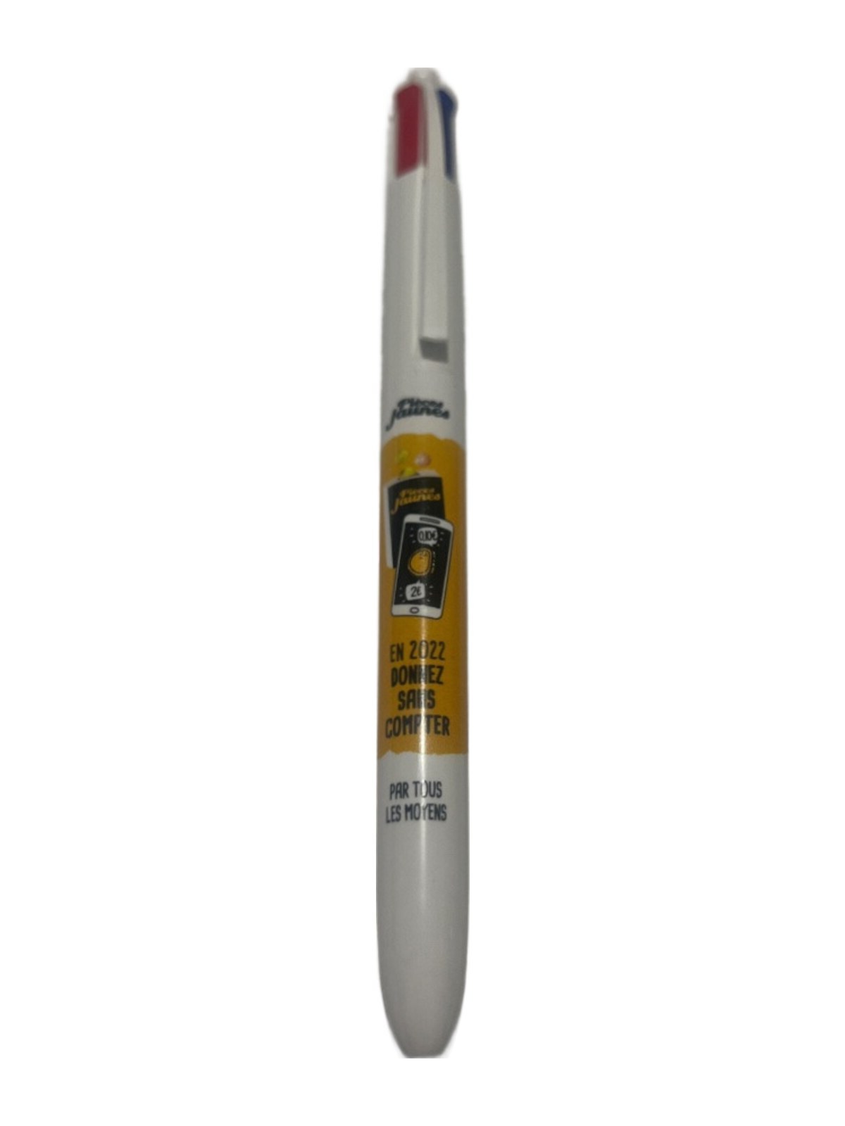 Stylo BIC 4 Couleurs Pièces Jaunes 2022 - Donnez sans compter (Blanc)